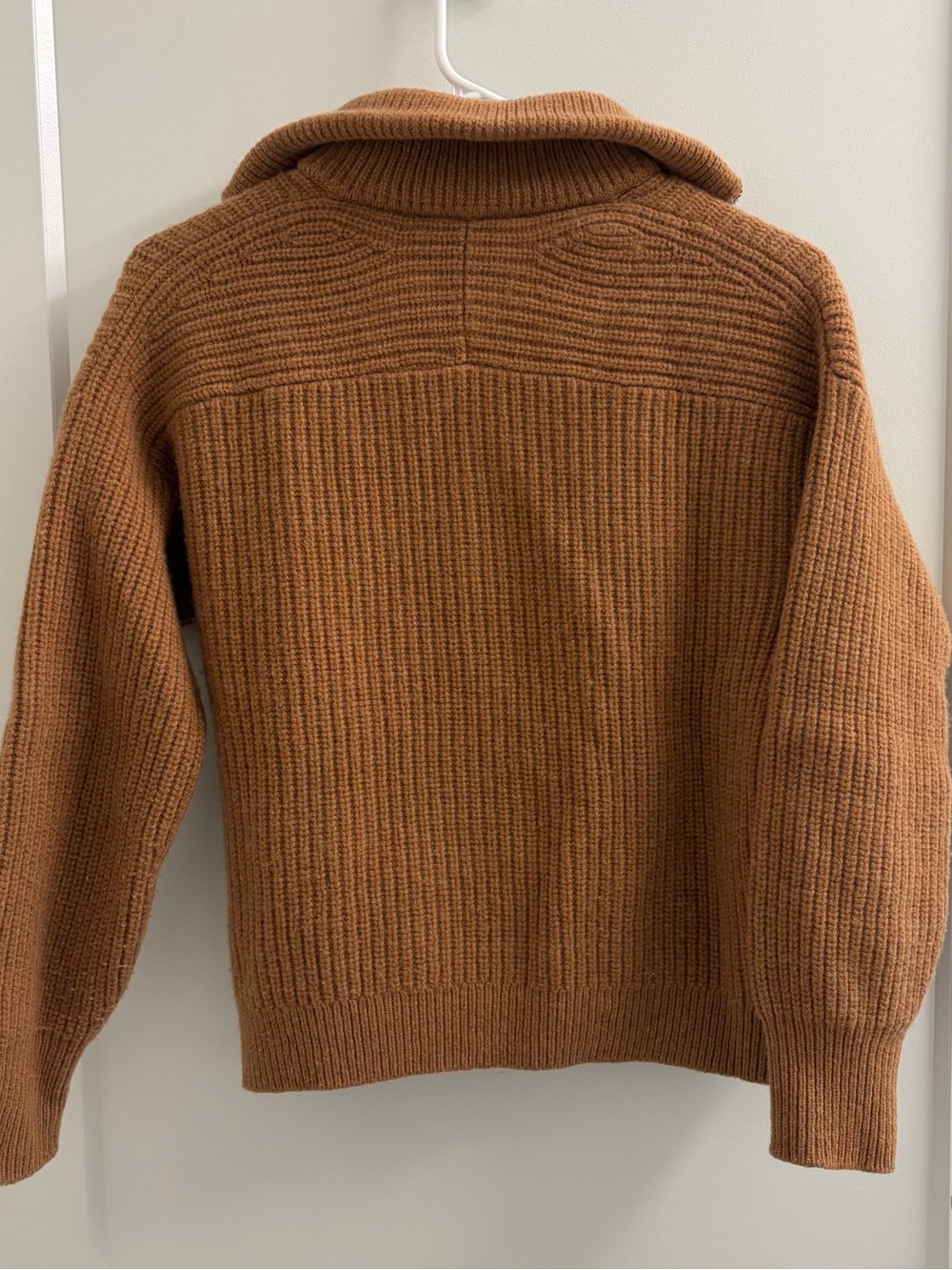 Everlane Zip-Neck Ribbed Sweater in Chestnut - Picture 2 of 4